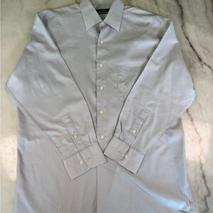 Alfani Mens Large Regular Fit Light Blue Button Up Long Sleeve Shirt Easy‎ Care